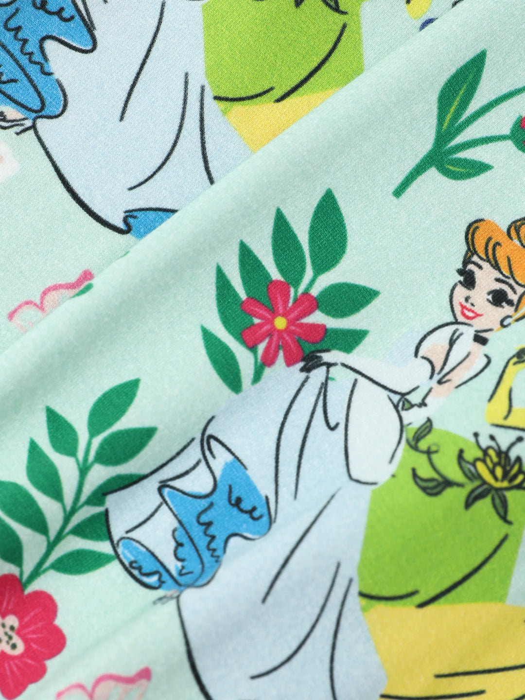 Conjunto de 2 piezas de top y leggings con mangas con volantes de bambú de Tiana, Cenicienta y Blancanieves para bebé niña, color verde