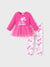 Barbie Toddler Girl 2pcs Cotton Crepe Long-sleeve Top and Printed Pants Sets Hot Pink