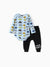 Star Wars Baby Boy 2pcs Yoda/Darth Vader/R2-D2/C-3PO Childlike Character Graphic Longsleeves Bodysuit and Pants Sets Light Blue
