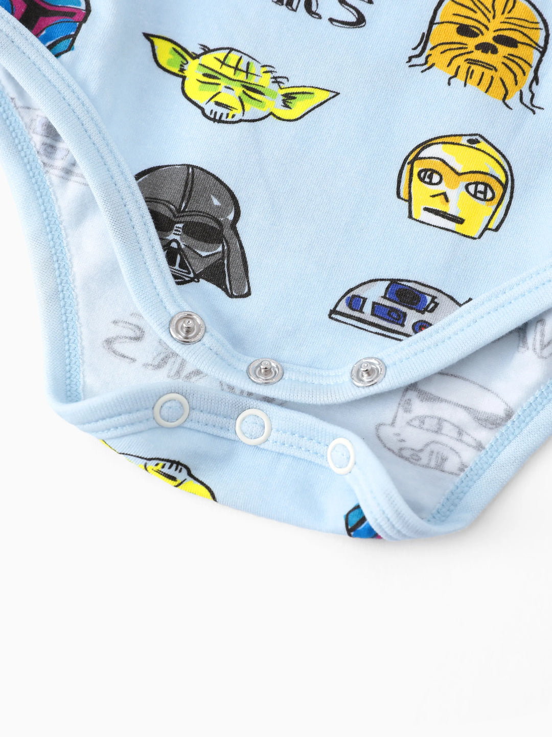 Ensemble 2 pièces Star Wars pour bébé garçon, body à manches longues et pantalon à imprimé enfantin Yoda/Dark Vador/R2-D2/C-3PO, bleu clair