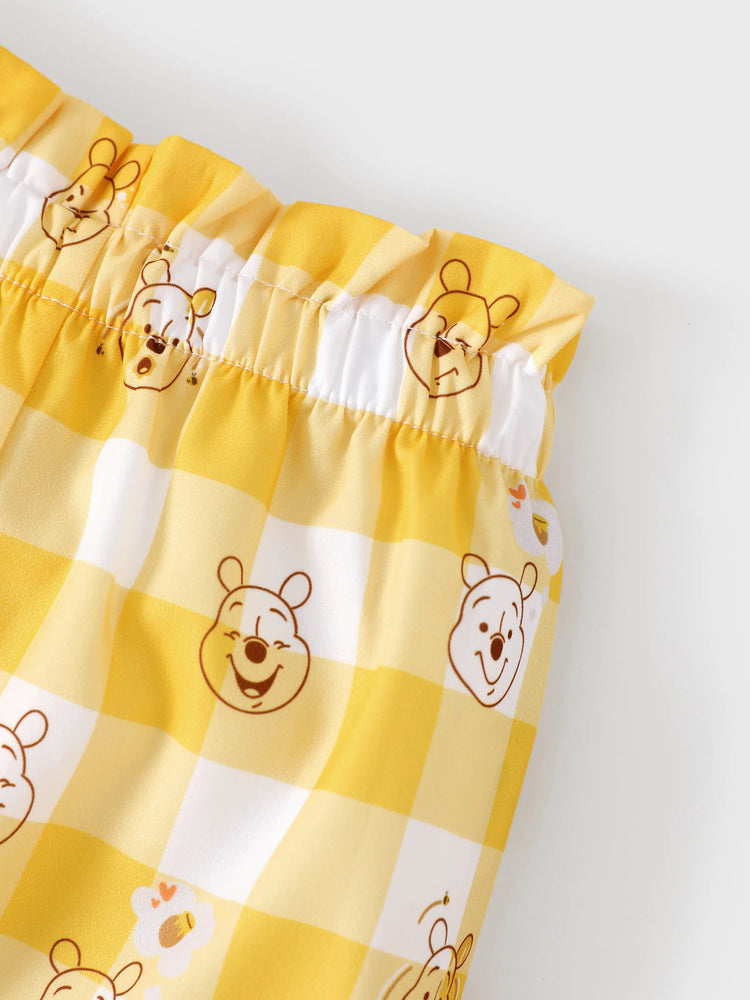 Ensemble 3 pièces Disney Winnie l'ourson pour bébé fille, barboteuse à volants, pantalon et bandeau, couleur gingembre
