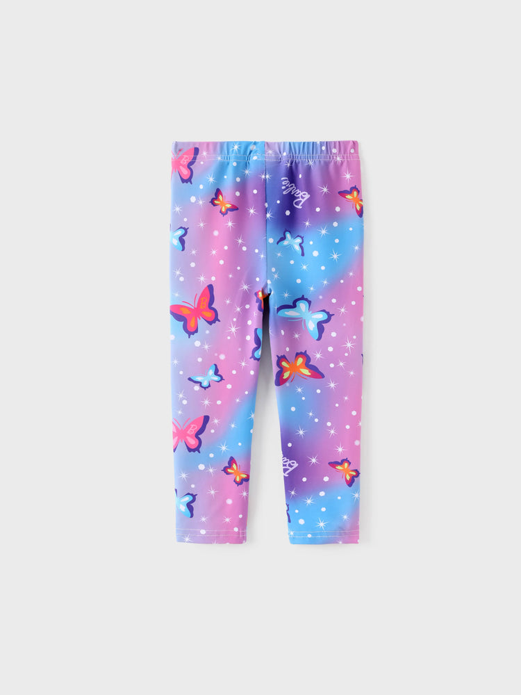 Barbie Toddler Girl 2pcs Cotton Crepe Long-sleeve Top and Printed Pants Sets White