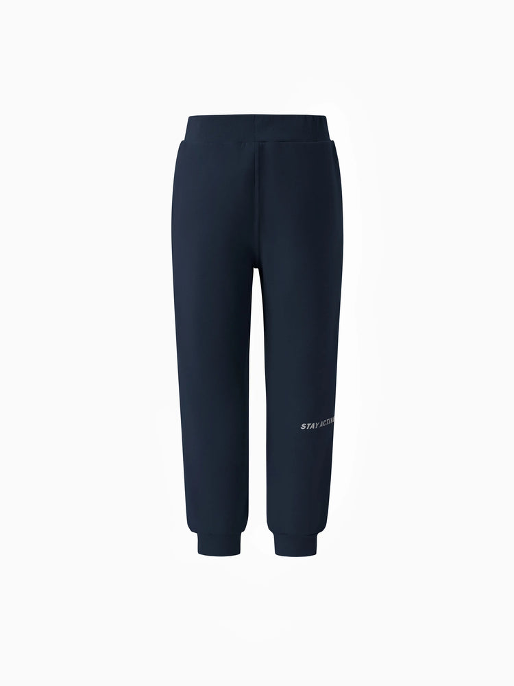 Pantalon de jogging doublé polaire pour enfant avec imprimé réfléchissant et poches – Pantalon de survêtement chaud, respirant et évacuant l'humidité pour garçons et filles, bleu foncé