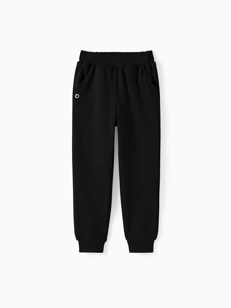 Pantalon de jogging doublé polaire pour enfant avec imprimé réfléchissant et poches – Pantalon de survêtement chaud, respirant et évacuant l'humidité pour garçons et filles, noir