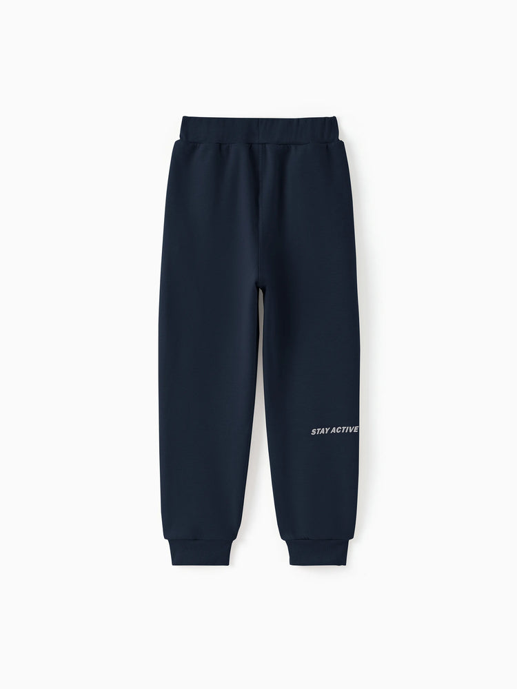 Pantalon de jogging doublé polaire pour enfant avec imprimé réfléchissant et poches – Pantalon de survêtement chaud, respirant et évacuant l'humidité pour garçons et filles, bleu foncé