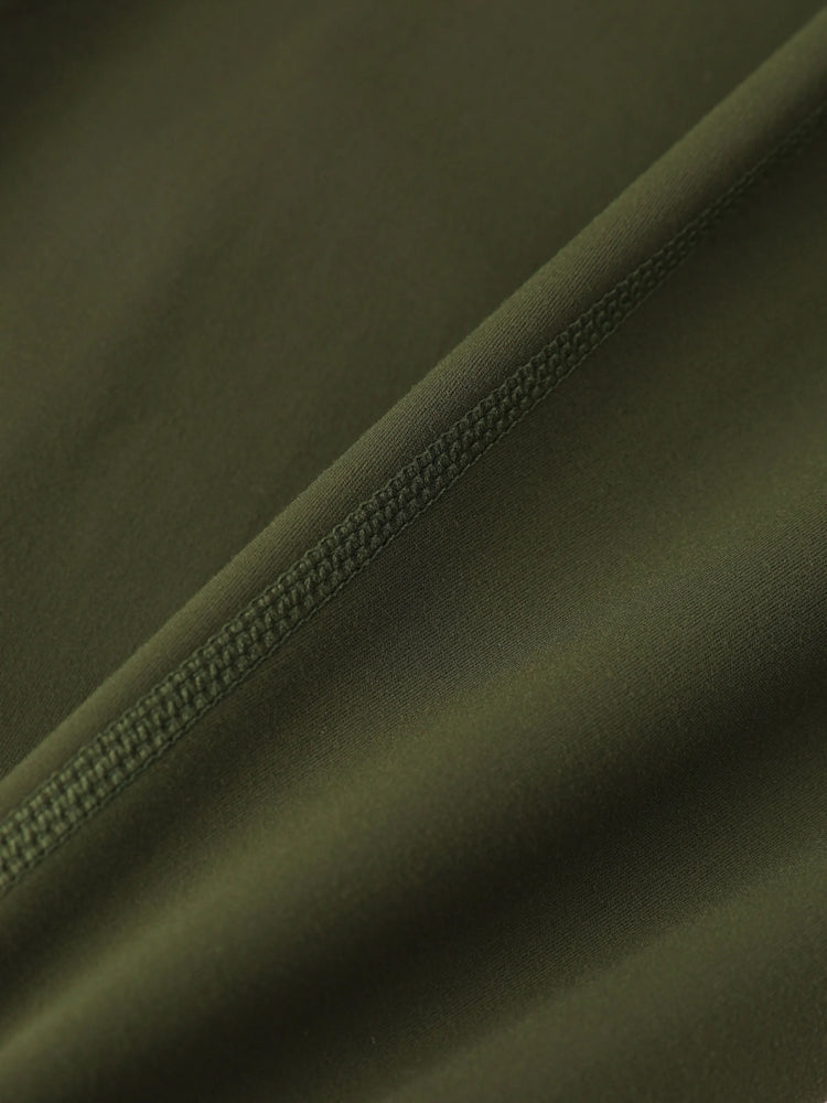 Girl's Leggings High-Waist Yoga Pants Solid Color Leggings with Complimentary Matching Scrunchie Army green