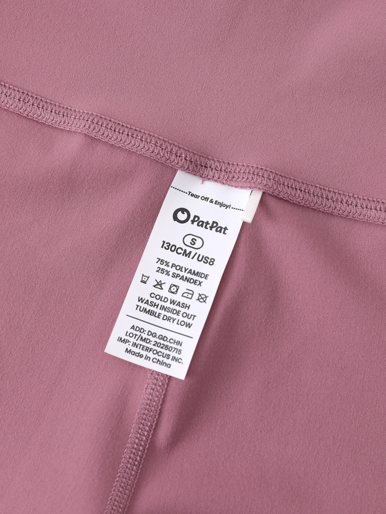 Leggings de yoga taille haute pour fille, couleur unie, avec chouchou assorti offert, violet