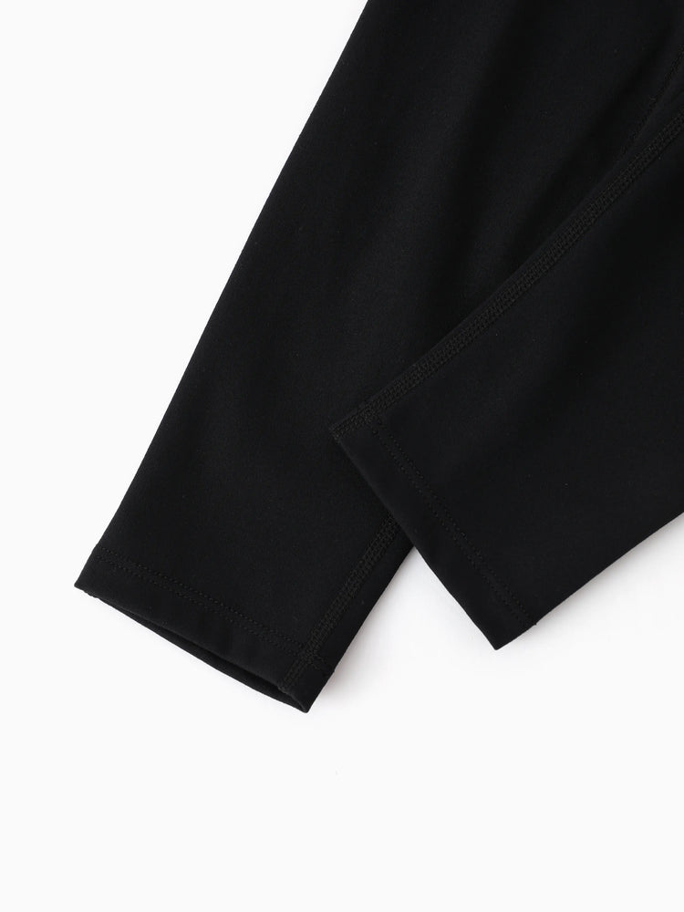 Leggings de yoga taille haute pour fille, couleur unie, avec chouchou assorti offert, noir