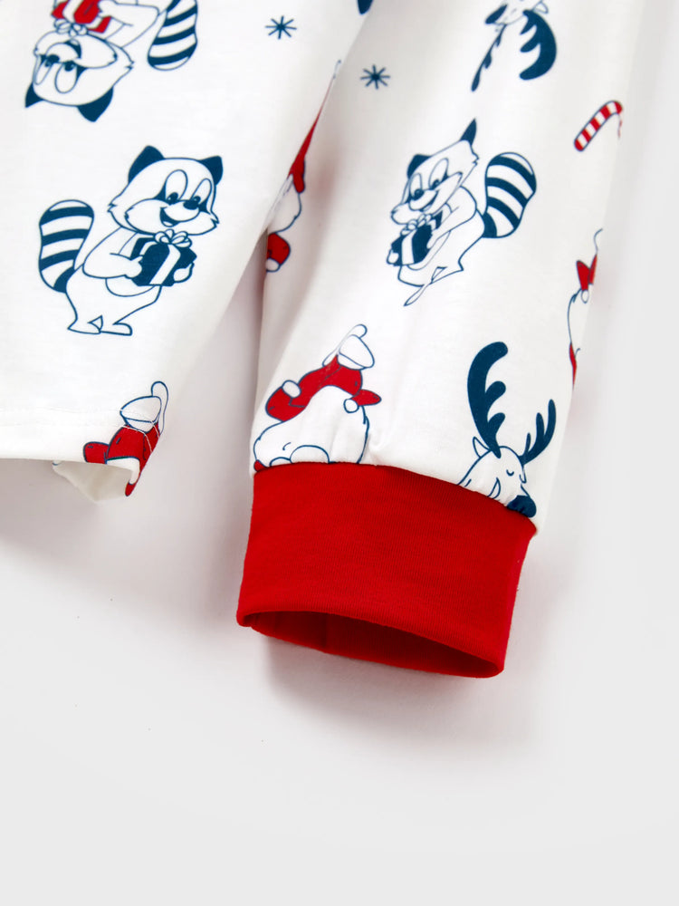 Ensemble pyjama de Noël assorti pour toute la famille, imprimé Père Noël et chiens, avec chaussettes de Noël blanches