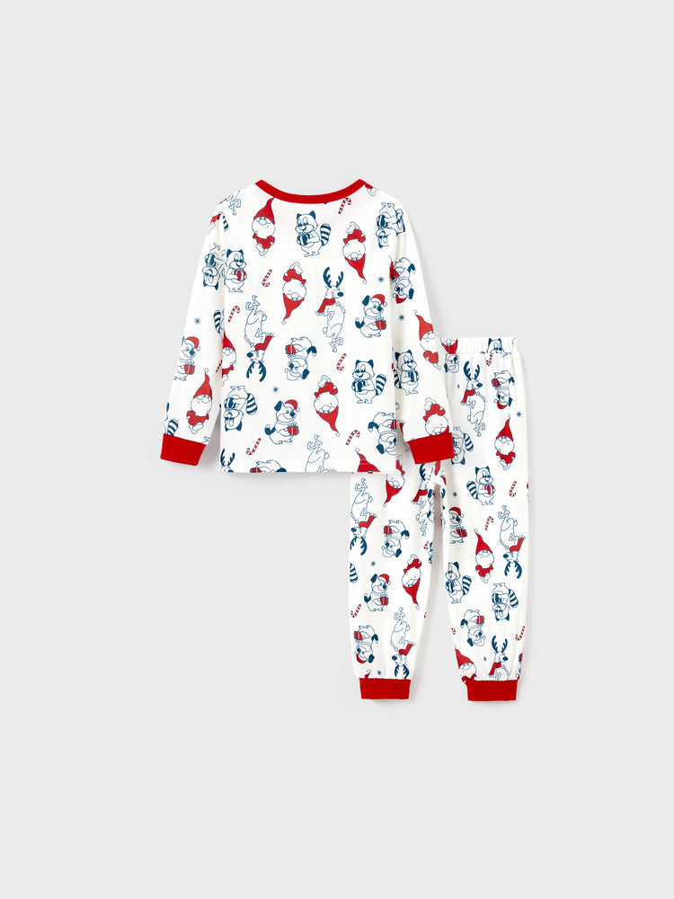 Ensemble pyjama de Noël assorti pour toute la famille, imprimé Père Noël et chiens, avec chaussettes de Noël blanches