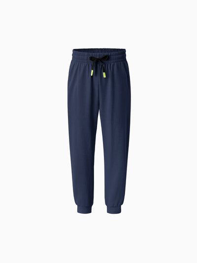 Pantalon de jogging pour enfant avec taille élastique et cordon de serrage – Pantalon de survêtement confortable avec poches pour garçons et filles, bleu foncé