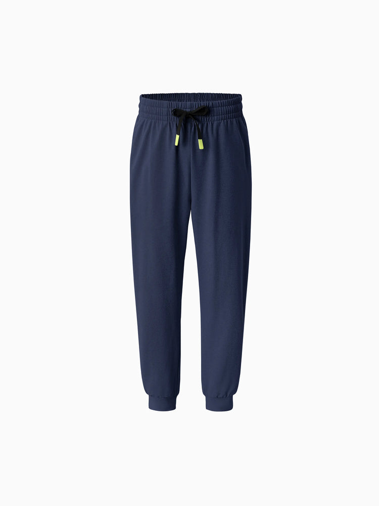 Pantalon de jogging pour enfant avec taille élastique et cordon de serrage – Pantalon de survêtement confortable avec poches pour garçons et filles, bleu foncé