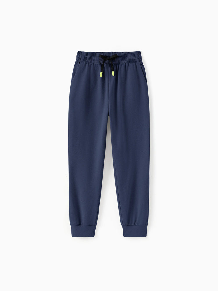 Pantalon de jogging pour enfant avec taille élastique et cordon de serrage – Pantalon de survêtement confortable avec poches pour garçons et filles, bleu foncé