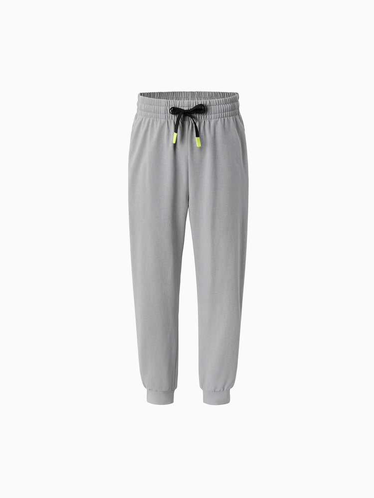 Pantalon de jogging pour enfant avec taille élastique et cordon de serrage – Pantalon de survêtement confortable avec poches pour garçons et filles, gris clair