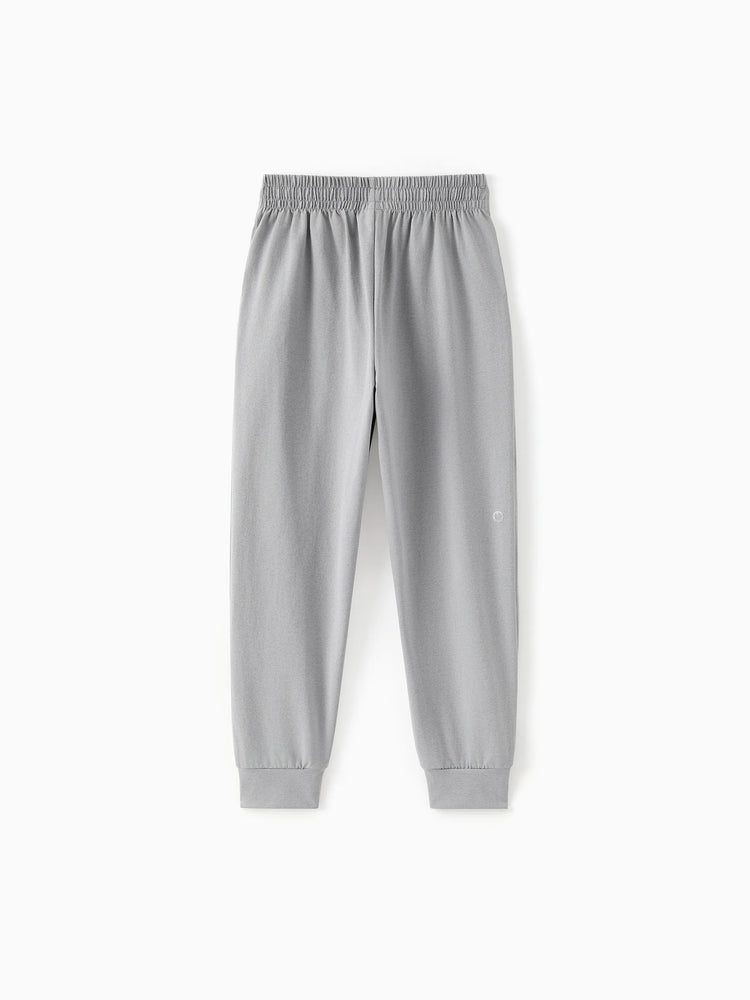 Pantalon de jogging pour enfant avec taille élastique et cordon de serrage – Pantalon de survêtement confortable avec poches pour garçons et filles, gris clair