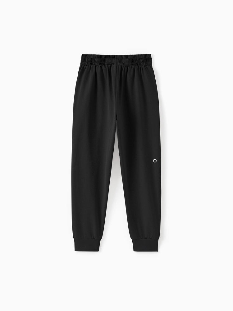 Pantalon de jogging pour enfant avec taille élastique et cordon de serrage – Pantalon de survêtement confortable avec poches pour garçons et filles, noir