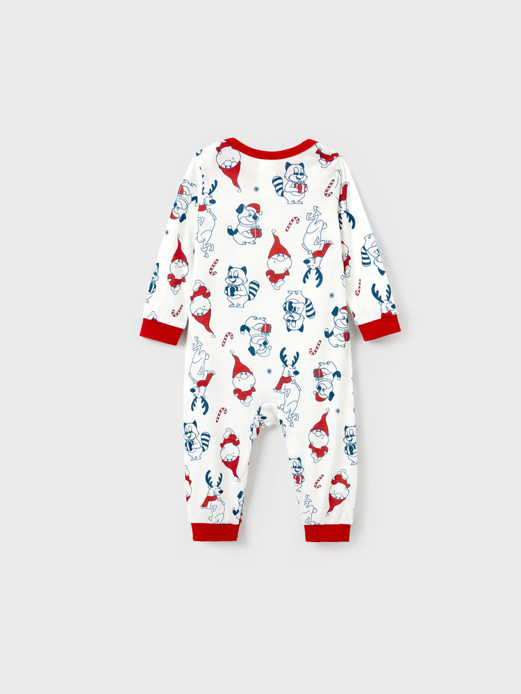 Ensemble pyjama de Noël assorti pour toute la famille, imprimé Père Noël et chiens, avec chaussettes de Noël blanches