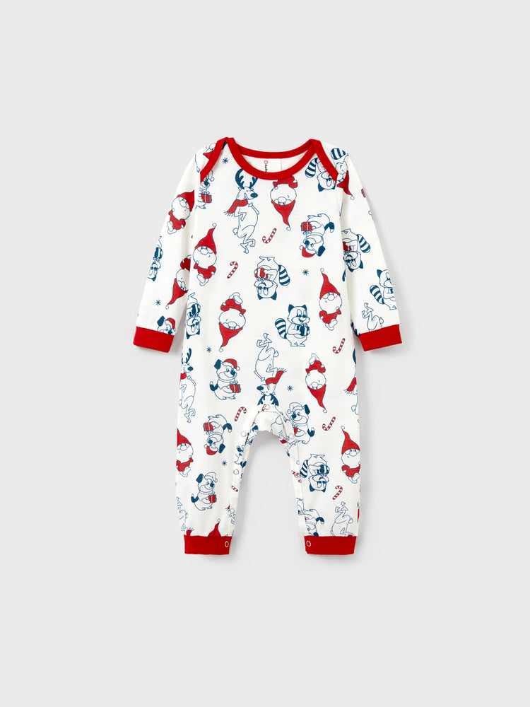 Ensemble pyjama de Noël assorti pour toute la famille, imprimé Père Noël et chiens, avec chaussettes de Noël blanches