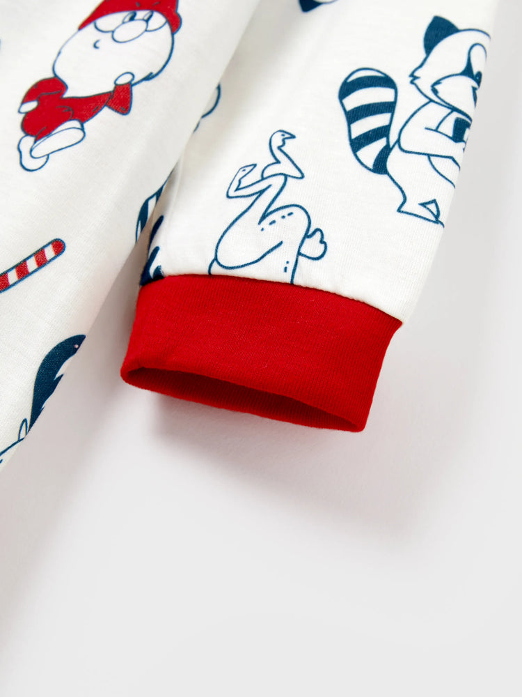 Ensemble pyjama de Noël assorti pour toute la famille, imprimé Père Noël et chiens, avec chaussettes de Noël blanches