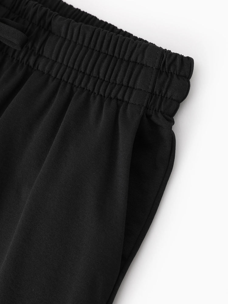 Pantalon de jogging pour enfant avec taille élastique et cordon de serrage – Pantalon de survêtement confortable avec poches pour garçons et filles, noir