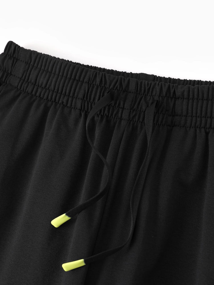 Pantalon de jogging pour enfant avec taille élastique et cordon de serrage – Pantalon de survêtement confortable avec poches pour garçons et filles, noir