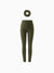 Leggings de yoga de cintura alta para niña, leggings de color liso con coletero a juego de cortesía, verde militar