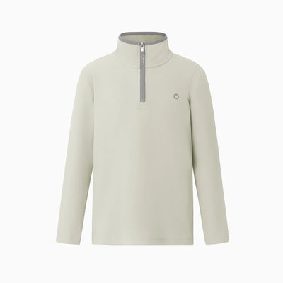 Kids Unisex Stand Collar Solid Color Sweatwear & Half-Zip Styles Light Green