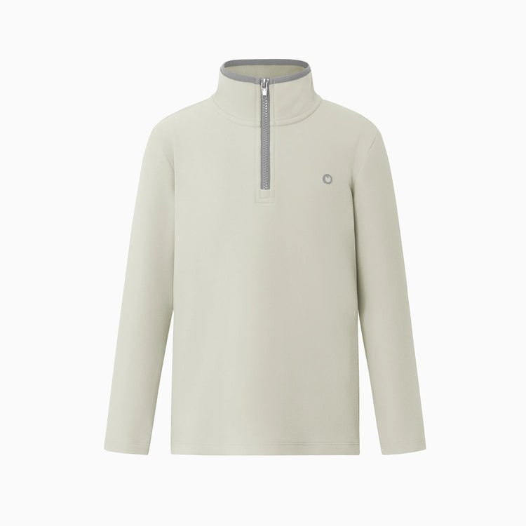 Sweat à capuche et demi-zip unisexe pour enfants, col montant, couleur unie, vert clair