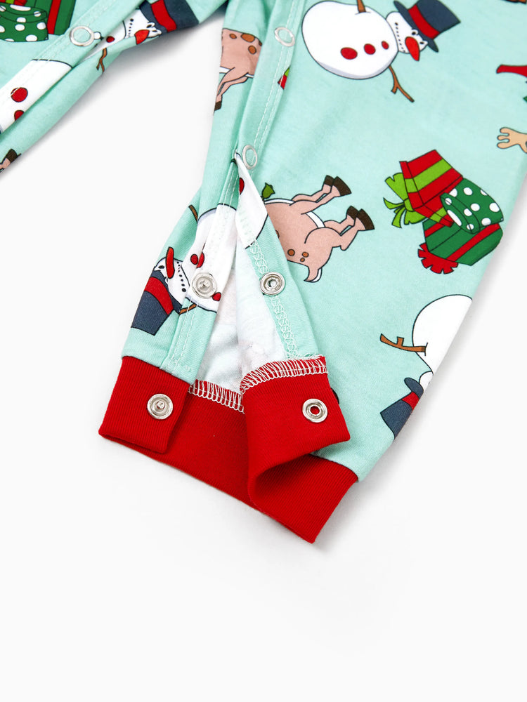 Ensemble pyjama de Noël assorti pour toute la famille, imprimé renne, avec chaussettes de Noël, vert pâle