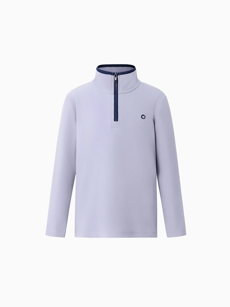 Kids Unisex Stand Collar Solid Color Sweatwear & Half-Zip Styles Light Purple