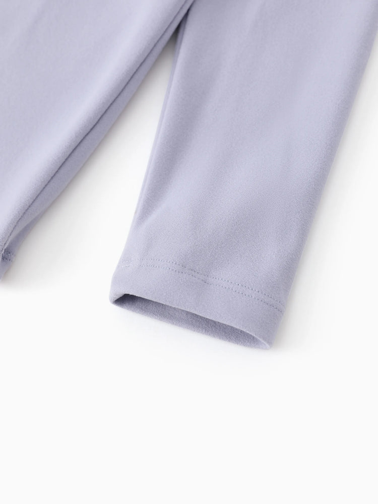 Kids Unisex Stand Collar Solid Color Sweatwear & Half-Zip Styles Light Purple