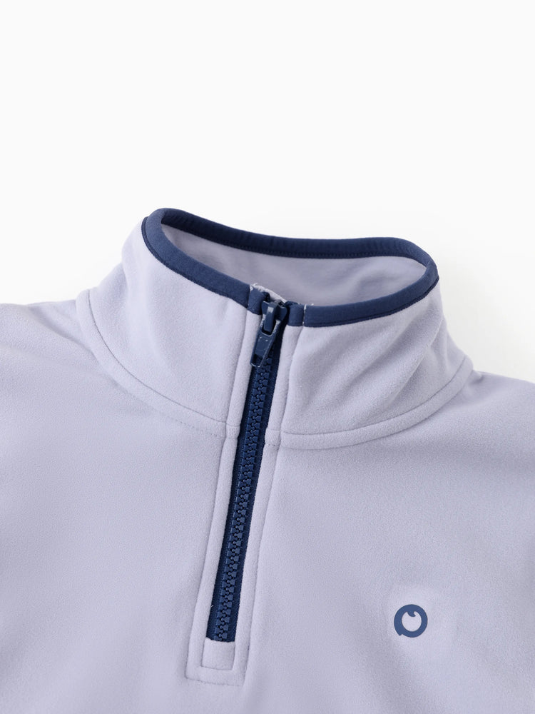 Kids Unisex Stand Collar Solid Color Sweatwear & Half-Zip Styles Light Purple