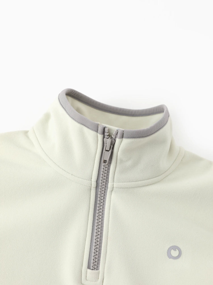 Sweat à capuche et demi-zip unisexe pour enfants, col montant, couleur unie, vert clair