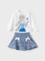 Ensemble 2 pièces Disney La Reine des Neiges pour petite fille, imprimé écossais Elsa et jupe à nœuds, blanc