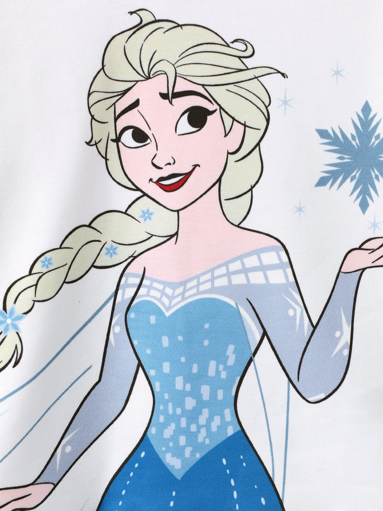 Ensemble 2 pièces Disney La Reine des Neiges pour petite fille, imprimé écossais Elsa et jupe à nœuds, blanc