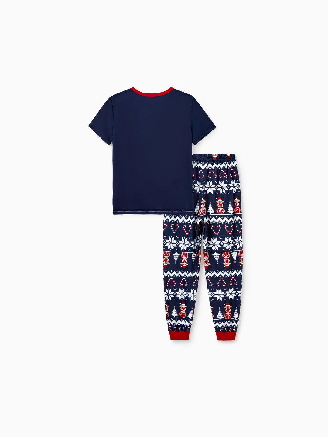 Weihnachten Passendes Familien-Pyjama-Set Rentier und Schneeflocken-Print PJS mit Weihnachtssocken tiefblau