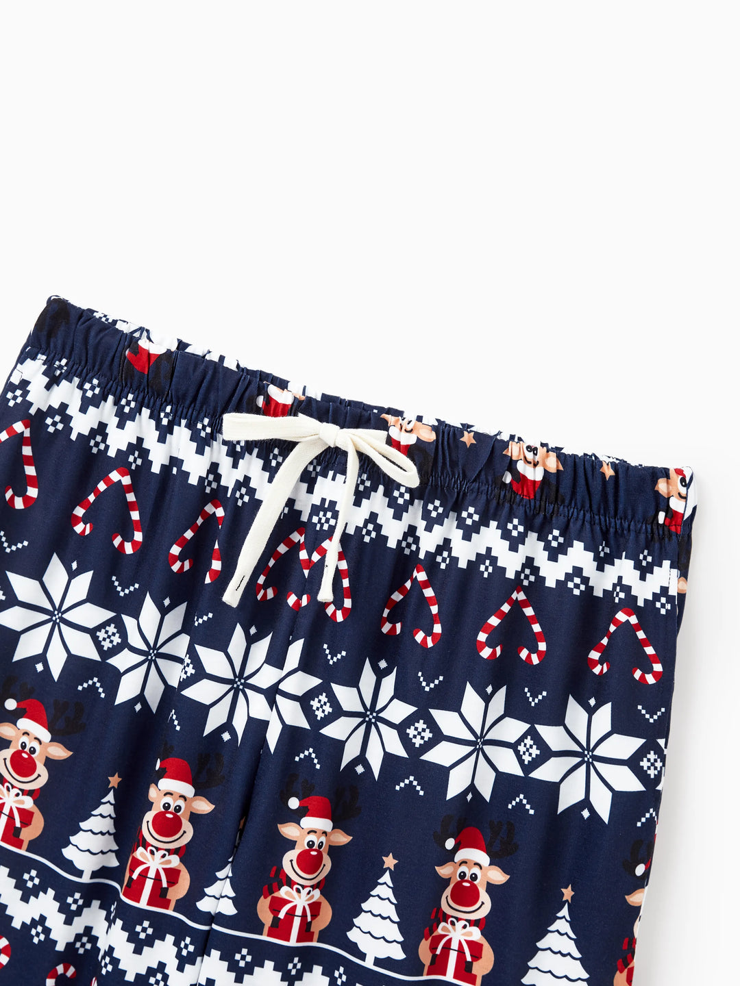 Weihnachten Passendes Familien-Pyjama-Set Rentier und Schneeflocken-Print PJS mit Weihnachtssocken tiefblau