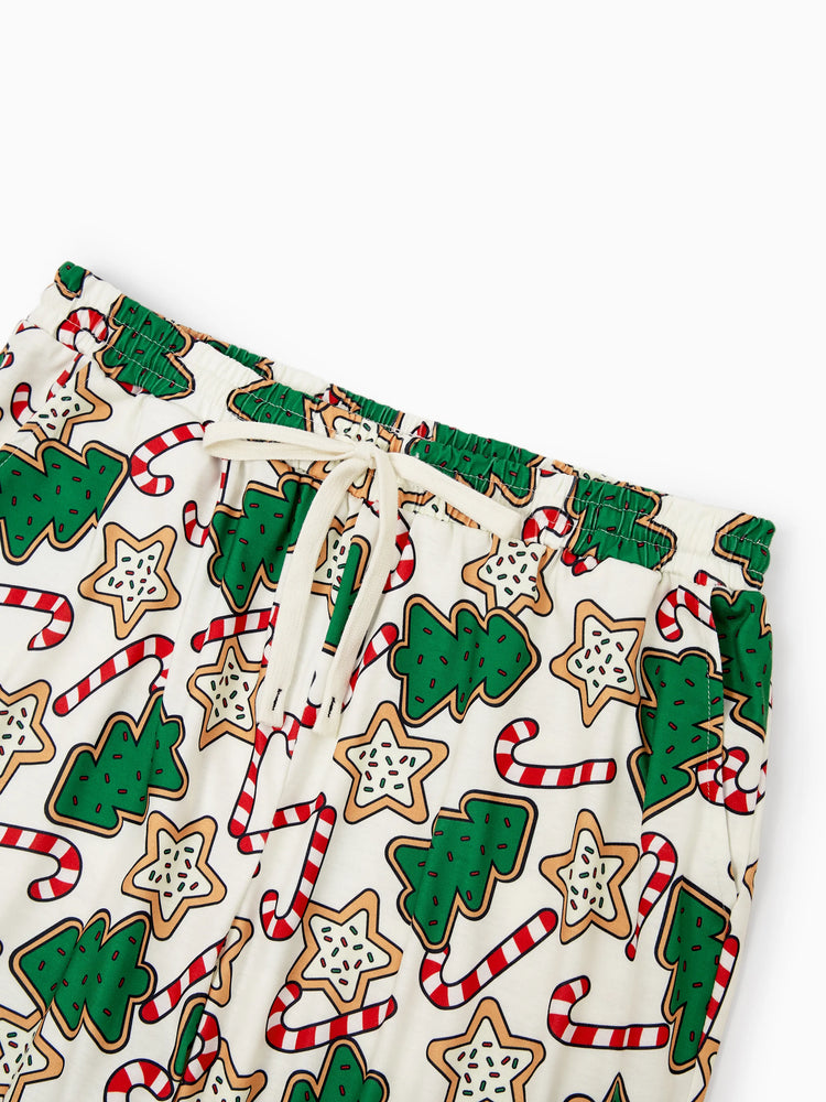 Ensemble pyjama de Noël assorti pour toute la famille, imprimé sapin de Noël rouge et abricot, avec chaussettes de Noël abricot