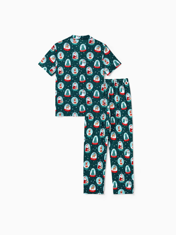 Ensemble pyjama de Noël assorti pour toute la famille, imprimé Père Noël, turquoise