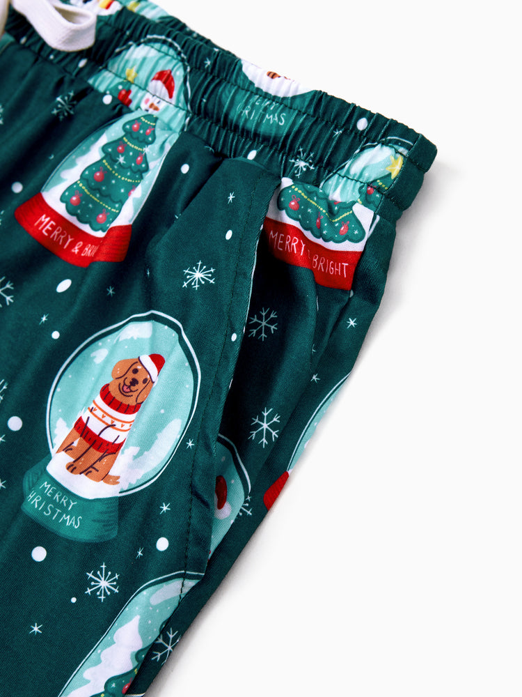 Ensemble pyjama de Noël assorti pour toute la famille, imprimé Père Noël, turquoise
