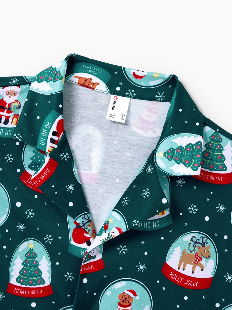 Ensemble pyjama de Noël assorti pour toute la famille, imprimé Père Noël, turquoise