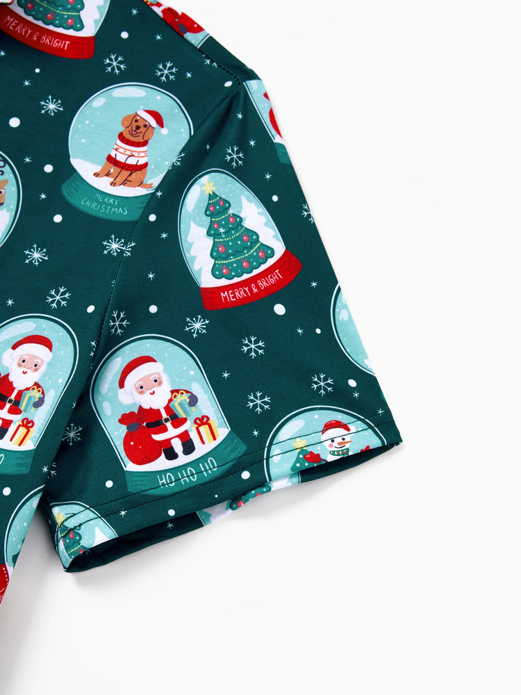 Ensemble pyjama de Noël assorti pour toute la famille, imprimé Père Noël, turquoise