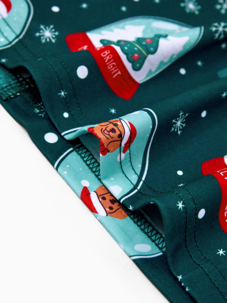 Ensemble pyjama de Noël assorti pour toute la famille, imprimé Père Noël, turquoise
