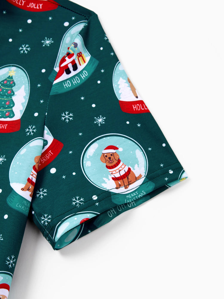 Ensemble pyjama de Noël assorti pour toute la famille, imprimé Père Noël, turquoise