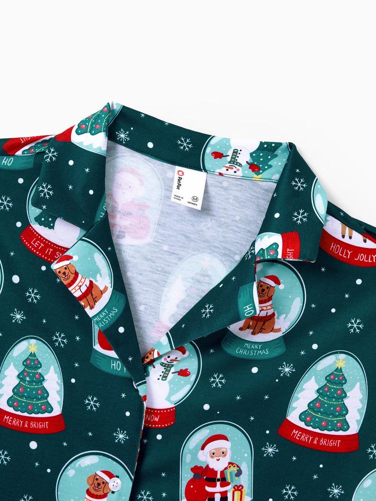 Ensemble pyjama de Noël assorti pour toute la famille, imprimé Père Noël, turquoise