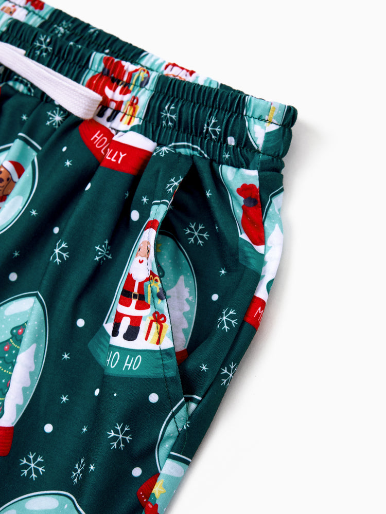 Ensemble pyjama de Noël assorti pour toute la famille, imprimé Père Noël, turquoise