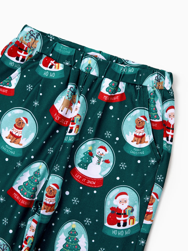 Ensemble pyjama de Noël assorti pour toute la famille, imprimé Père Noël, turquoise
