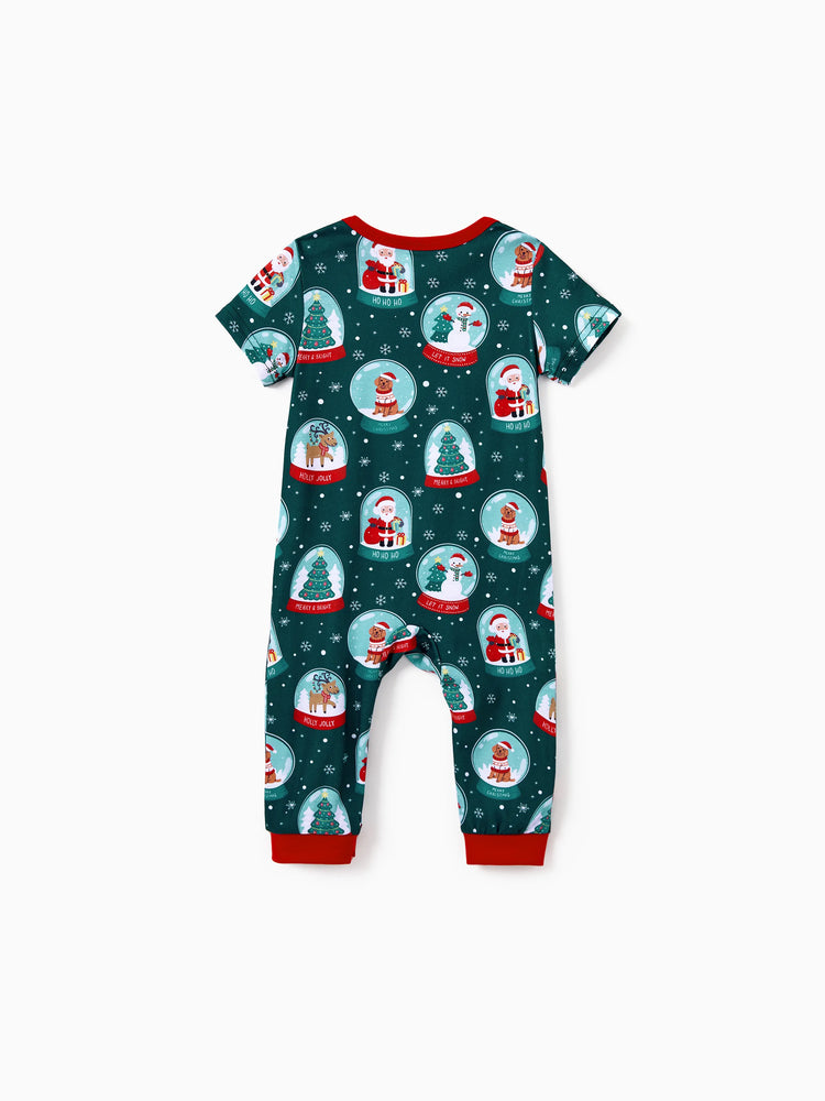 Ensemble pyjama de Noël assorti pour toute la famille, imprimé Père Noël, turquoise