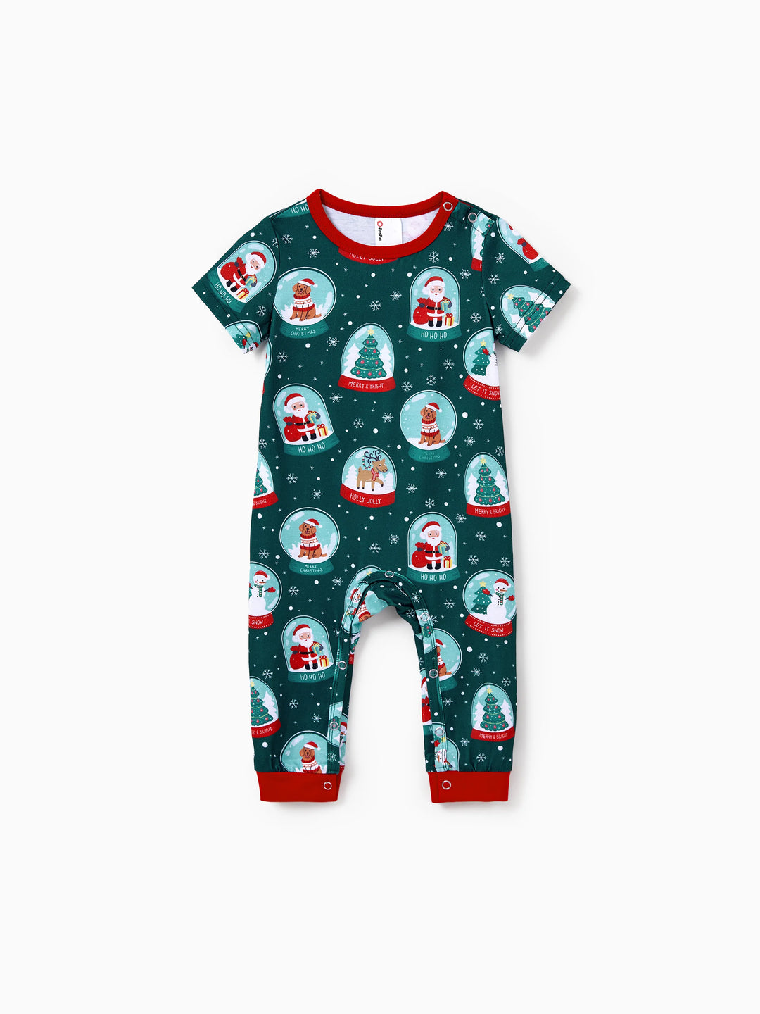 Conjunto de pijama familiar navideño a juego con estampado navideño de Papá Noel en turquesa
