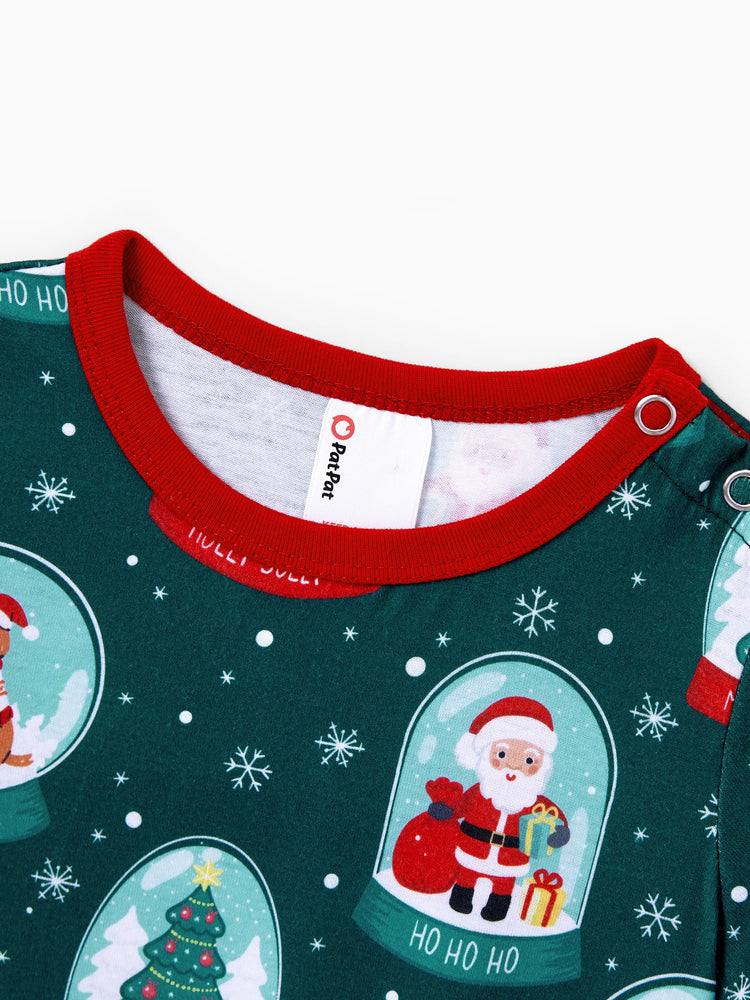 Ensemble pyjama de Noël assorti pour toute la famille, imprimé Père Noël, turquoise